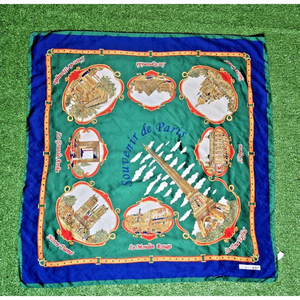 J. Mico Sancho “Souvenir de Paris” Square Scarf – Approx. 33” x 33” – Silk-Style